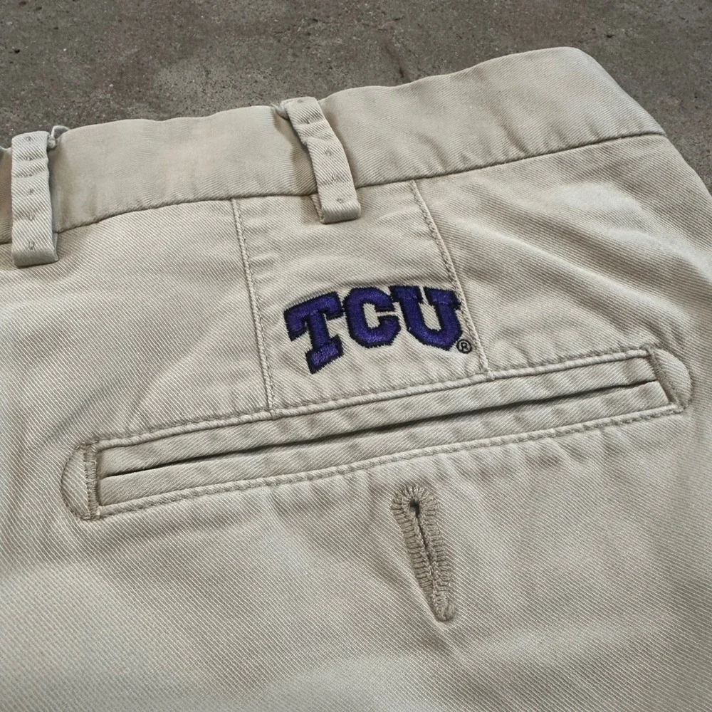 Peter Millar Shorts Men 36 Tan‎ TCU Horned Frogs Embroidered Chino Flat Front